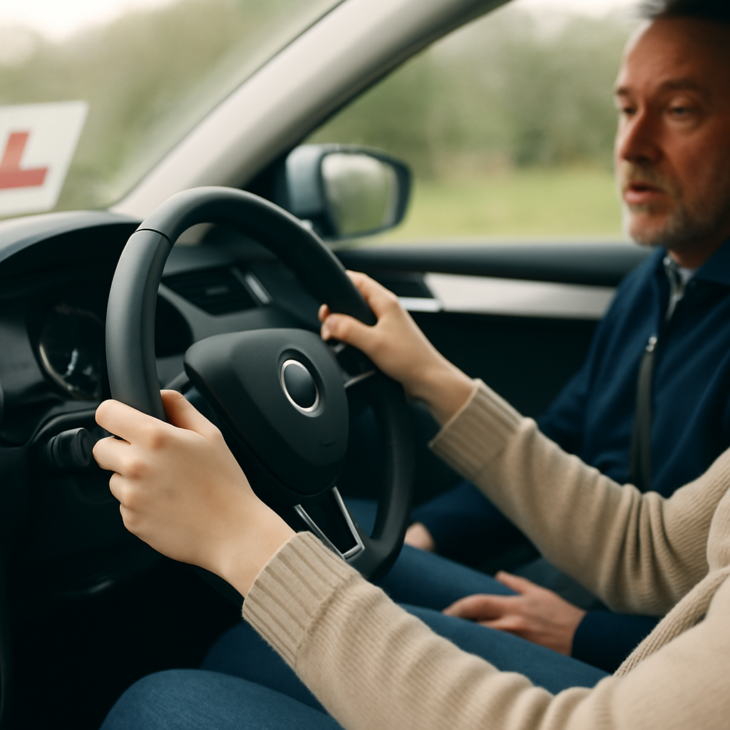 Learner driver practising with temporary car insurance UK cover in a family car